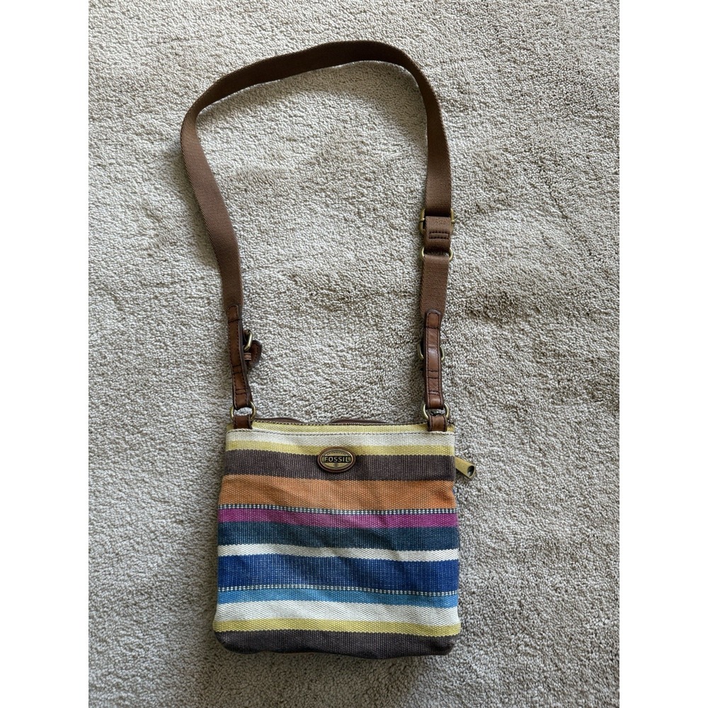 Fossil Explorer Multicolored Striped Crossbody‎ Purse Bag